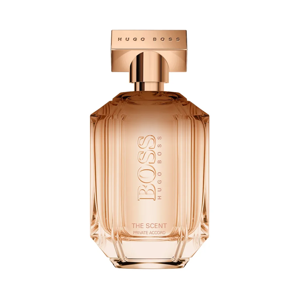 The Scent Private Accord by Hugo Boss has notes of cocoa and sweet tangerine