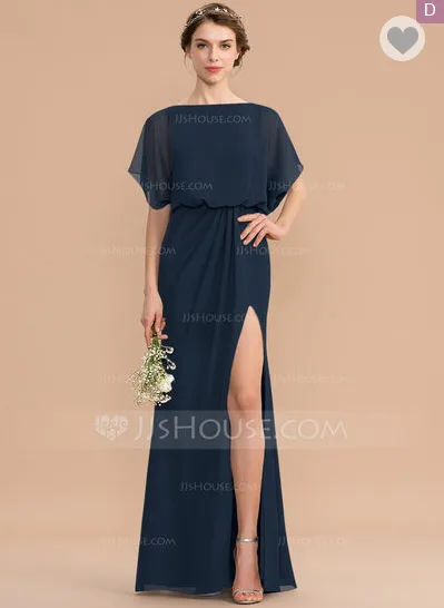 Chiffon Bridesmaid Dress With Ruffle Split Front