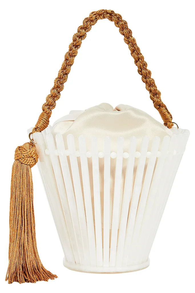 white bucket bag