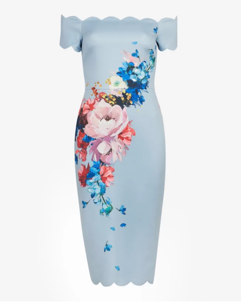 Ted Baker HAILLY Raspberry Ripple bardot dress