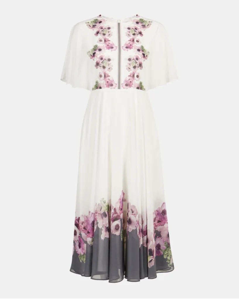 Ted Baker BEGONI Neapolitan frilled neck midi dress