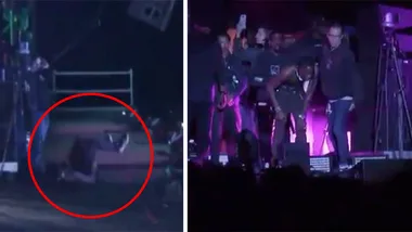 Travis Scott breaks knee on stage but refuses to stop show