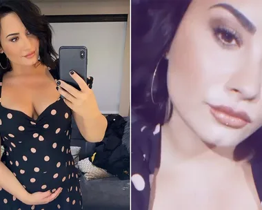 Demi Lovato shows off fake baby belly