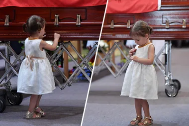 The Daughter Of Volunteer Firefighter Refuses To Leave His Side At His Funeral