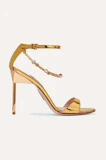 Miu Miu Embellished Mirror-Leather Sandals