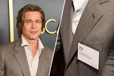 Brad Pitt Wore A Name Tag To An Oscars Event And Twitter Can’t Handle It