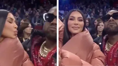 Kanye West dodges kiss from Kim Kardashian at NBA All Star game