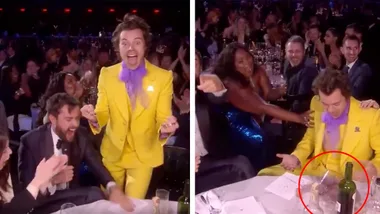 Jack Whitehall knocks drink all over Harry Styles’ suit at BRITs 2020