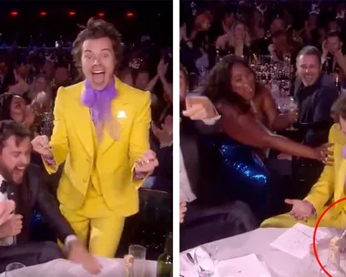 Jack Whitehall knocks drink all over Harry Styles’ suit at BRITs 2020