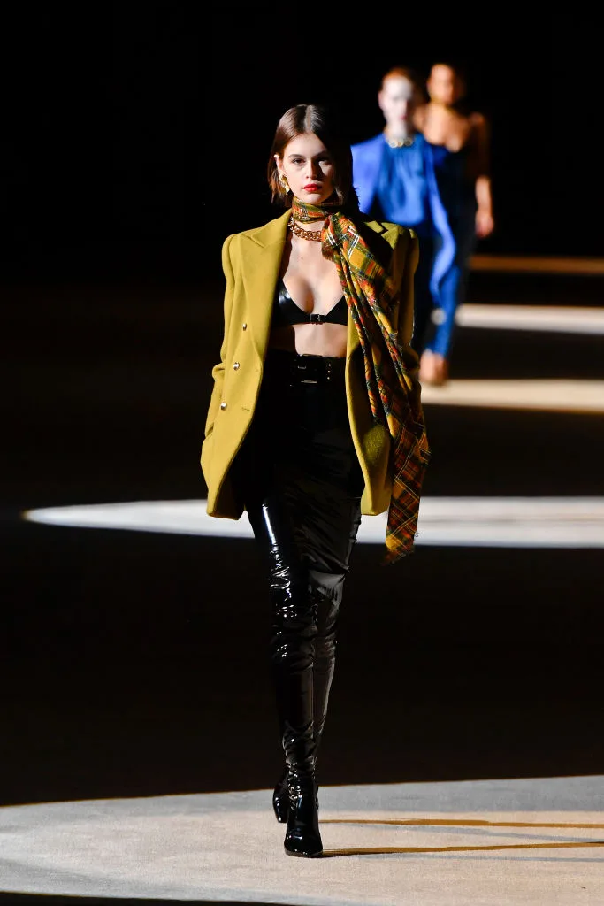 kaia gerber saint laurent runway