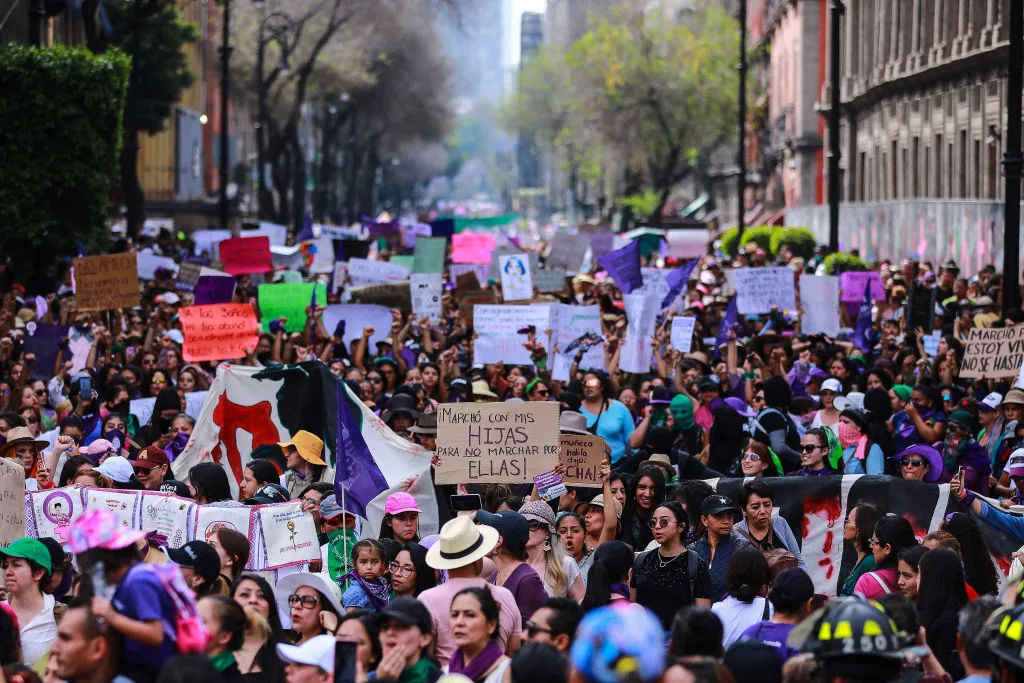 General view during a protest on the International Women's Day in Mexico City