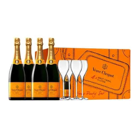 Veuve Clicquot Party Pack (inc 4 bottles-4 Flutes)