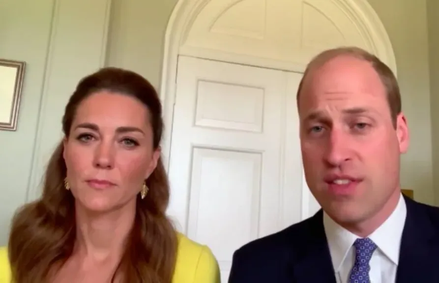 Kate Middleton and Prince William on a Zoom call in 2020.