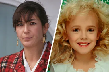 Two side-by-side photos showing a woman with dark hair and a young girl with blonde, curly hair smiling.