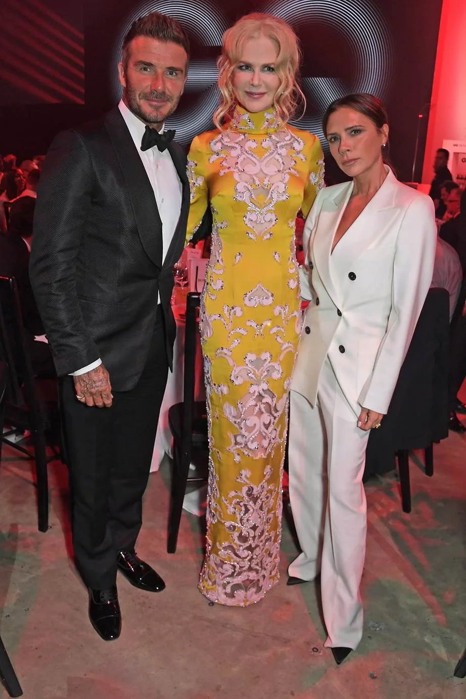 Victoria Beckham with Nicole Kidman and David Beckham.