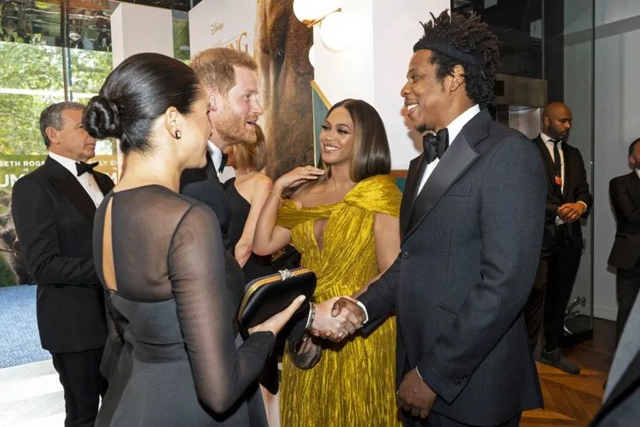 Beyoncé and Jay-Z meeting Prince Harry and Meghan Markle in 2019.