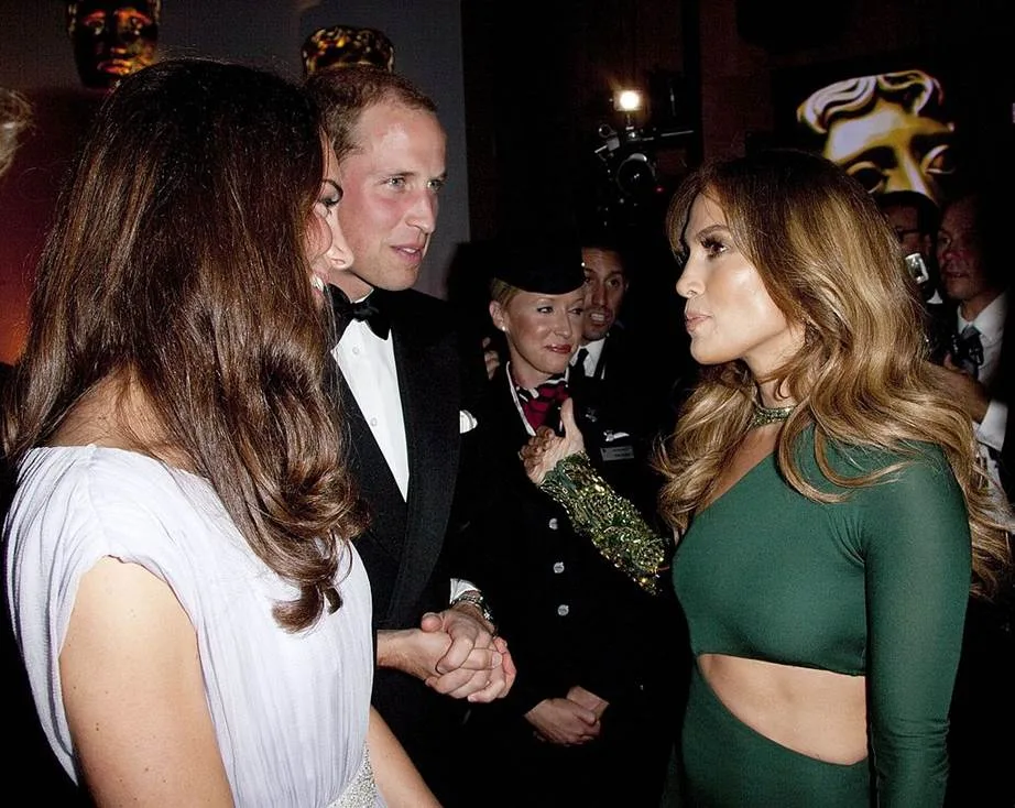 Jennifer Lopez meeting Prince William and Kate Middleton in 2011