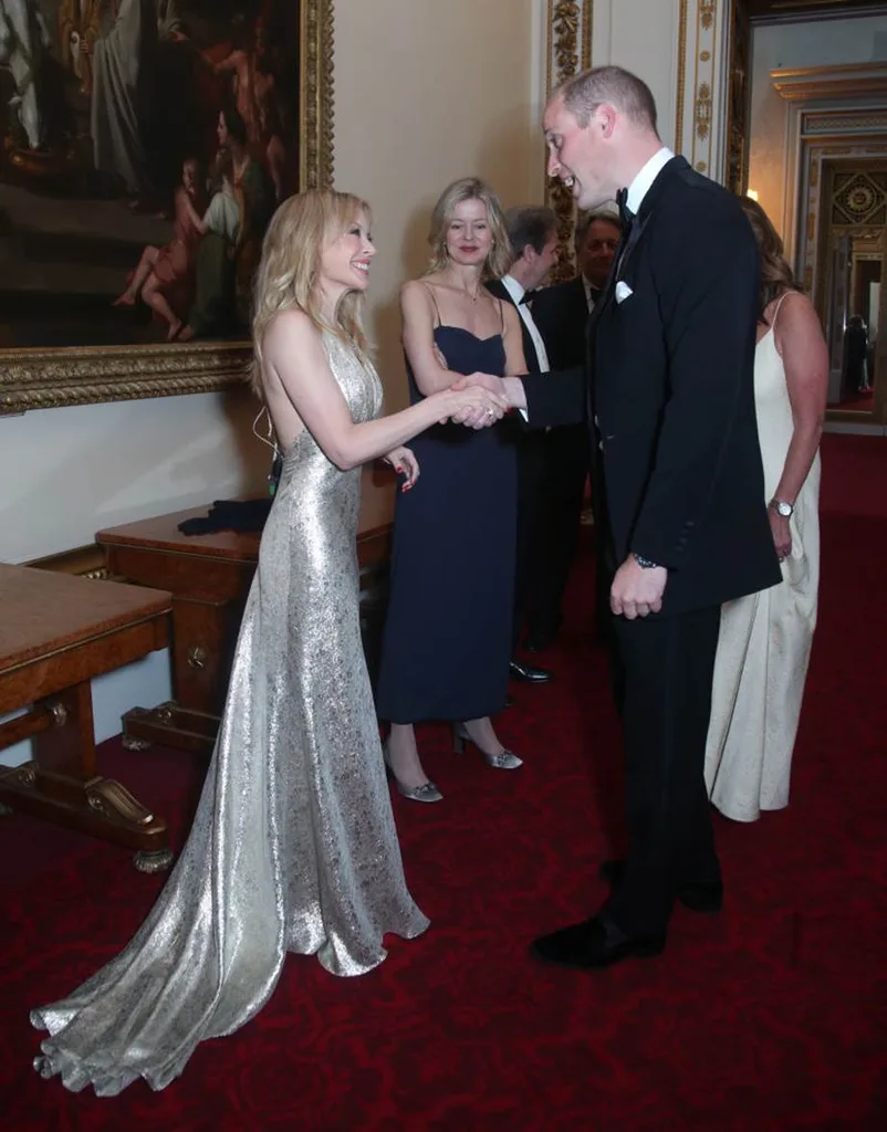 Kylie Minogue meeting Prince William in 2018.