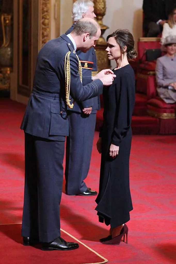 Victoria Beckham meeting Prince William in 2017.