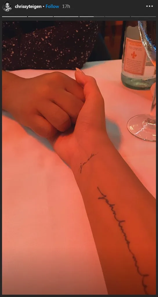 Chrissy Teigen's tattoo in honour of her late son Jack