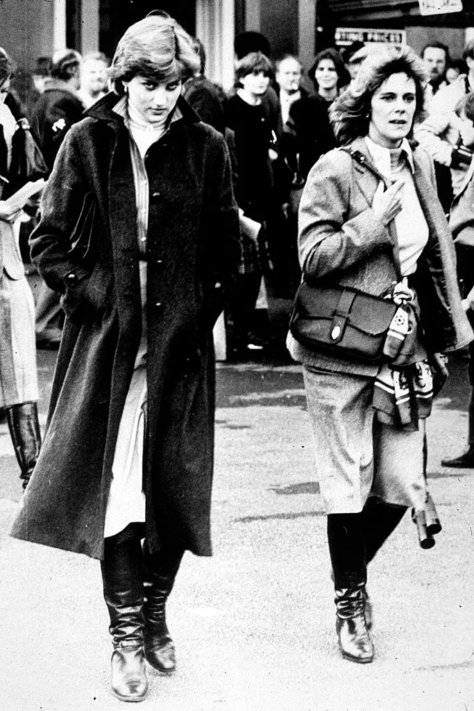 Lady Diana Spencer and Camilla Parker-Bowles at Ludlow Races where Prince Charles was competing, 1980