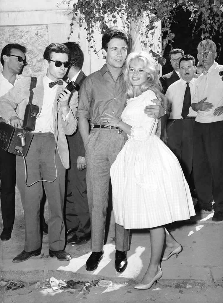 Brigitte Bardot: The French film icon married Jacques Charrier in 1959 wearing a checked cotton sundress.