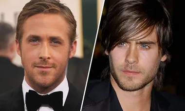 Two men with beards, one in a tuxedo, the other with long hair, both looking at the camera.