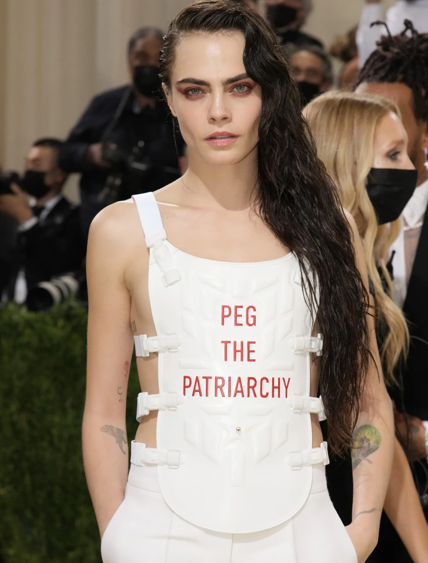 cara-delevigne peg the patriarchy met gala outfit meaning