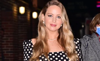 Jennifer Lawrence’s Knockout Maternity Fashion Show Continues With A Perfect Polka Dot Dress