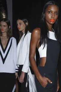 New York Fashion Week neon orange lips