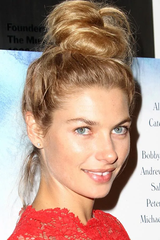 Jessica Hart with top knot