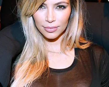 Kim Kardashian with blonde highlights