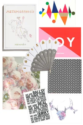 Fashion-themed collage with colorful art, floral and geometric patterns, inspirational text, and a fan with gold symbols.