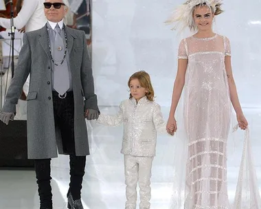 Karl Lagerfeld, Hudson Kroeing and Cara Delevingne