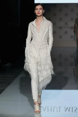 A Rahul Mishra design on the runway in Milan