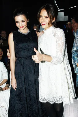 Miranda Kerr and Jessica Alba at HM Studio runway show