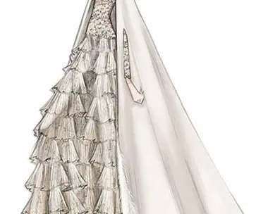 A sketch of the bride Tatiana Santo Domingo's Valentino Couture wedding gown