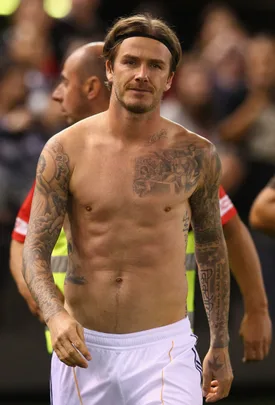 David Beckham shirtless