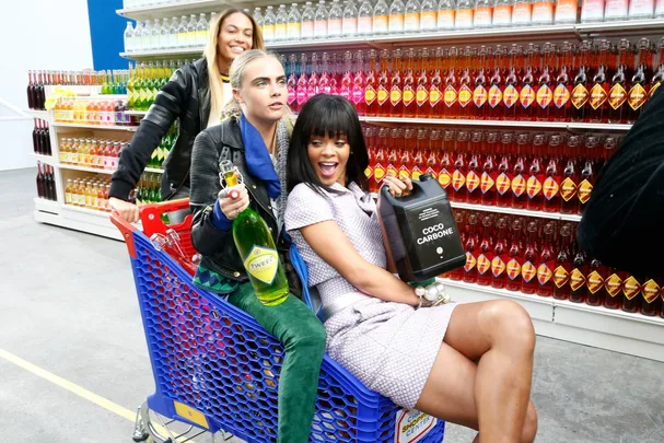 Cara Delevingne and Rihanna on the Chanel Supermarket runway