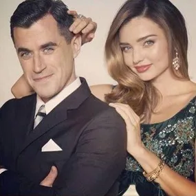 Miranda Kerr poses with her duet partner, Bobby Fox