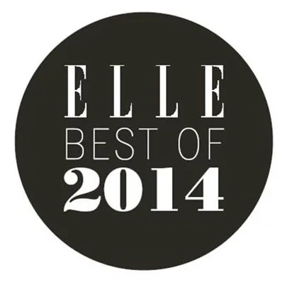 Elle Best of 2014 logo in black and white circular design.