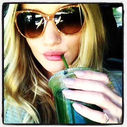 Rosie Huntington-Whiteley with Green Juice