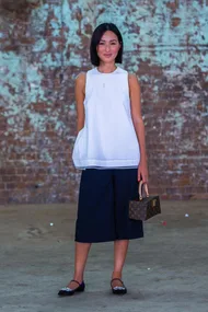 Nicole Warne wearing Victoria Beckham top and Phillip Lim pants