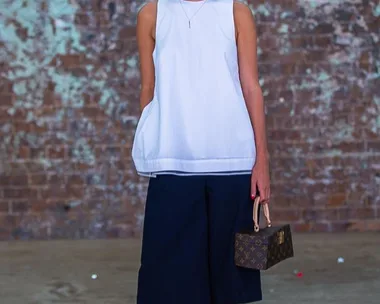 Nicole Warne wearing Victoria Beckham top and Phillip Lim pants