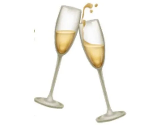 Two clinking champagne glasses with a splash above them, symbolizing celebration.