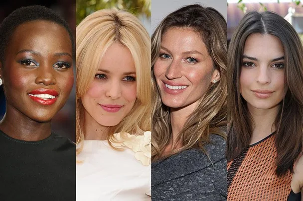 A collage of four women with different skin tones and hair colors, showcasing diverse beauty styles.