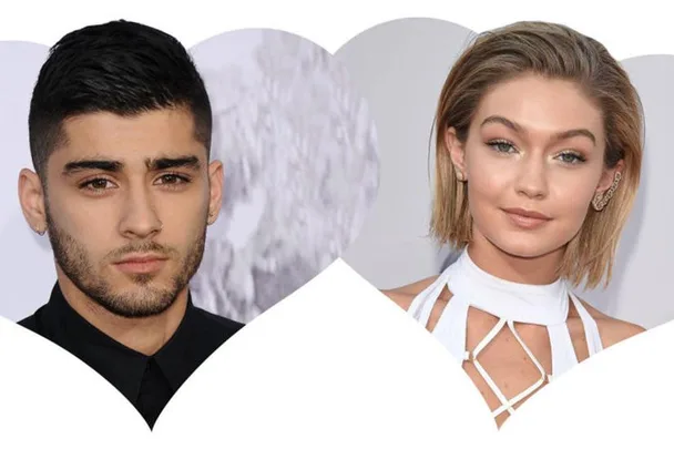 A man and a woman in heart frames, facing forward, both with neutral expressions on a white background.