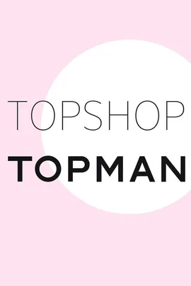 "Topshop and Topman logos on a pink and white background."