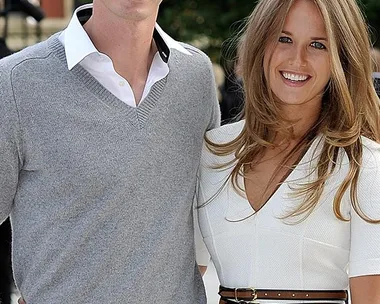 Tennis player Andy Murray and wife Kim Sears at the Burberry fashion show.