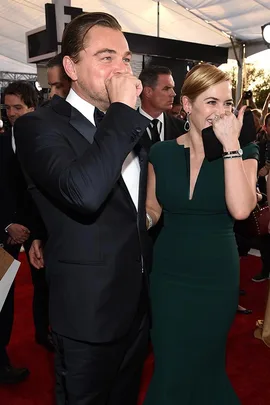 Leonardo DiCaprio and Kate Winslet at the Screen Actors Guild Awards 2016.